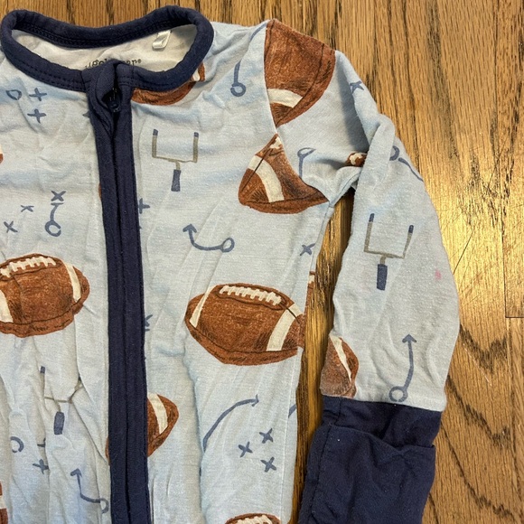Angel Dear football print bamboo footie pajamas - Picture 2 of 5